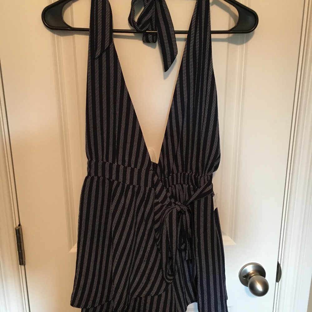 Black & White Stripped Halter Romper